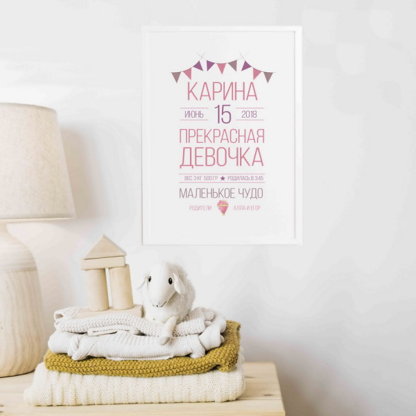 Постер метрика "Baby party" персонализированный, фото 1, цена 440 грн